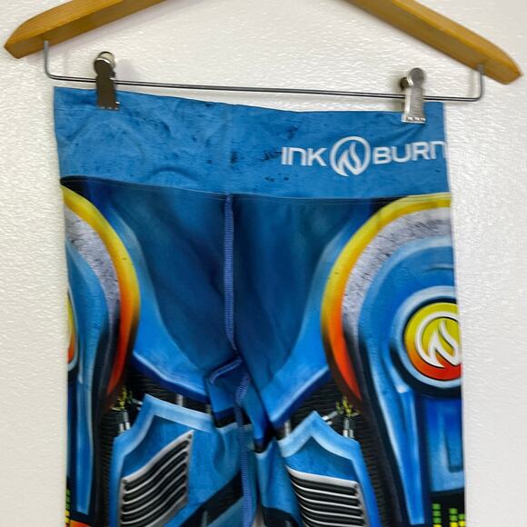 INKnBurn Womens Cropped Tights Size 6 Biodroid Robot Run Jog Train Art Gym - Picture 6 of 9